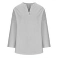 thumbnail image 4 of Babysbule Women's Shirts Womens Spring And Summer V-Neck Long Sleeve Solid Loose Casual Cotton, 4 of 5