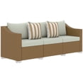 thumbnail image 3 of Outsunny 3 Seater Patio Wicker Sofa, Outdoor Furniture Rattan Couch with Cushions, Throw Pillows, for Garden, Backyard, Porch, Light Gray, 3 of 10