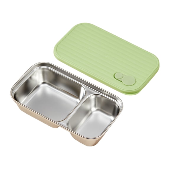 OIUR Stainless Steel Snack Containers 2 Compartment Lunch Box Leak-Proof Bento Box with Lids Reusable Food Storage Containers for Travel Camping Outdoor