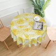 thumbnail image 3 of Decorative Lemon Print Polyester Round Tablecloth Waterproof Fabric Table Cloth, Table Cover for Dining Room and Party 60x60-Inch, 3 of 6