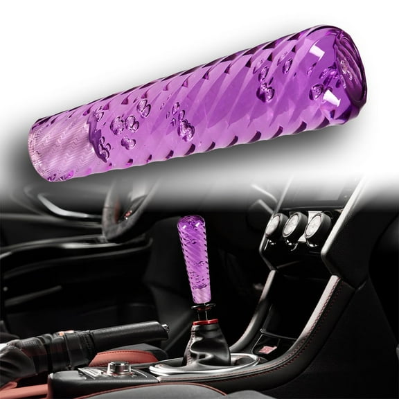Purple JDM Spiral Crystal VIP Style Manual Bubble Shifter Shift Knob Head - 15CM
