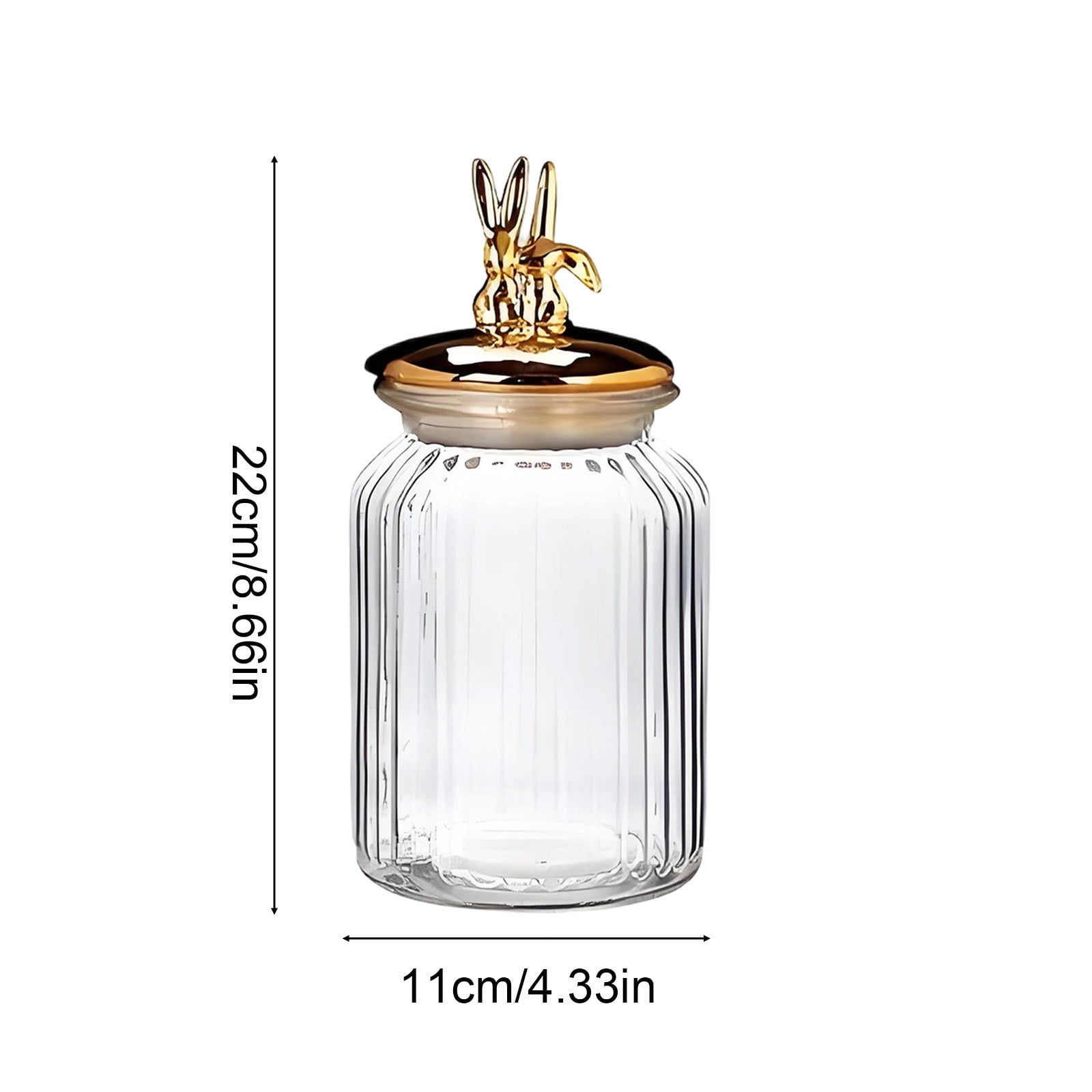 1 Pcs Easter Glass Jar with Lid Large Bunny Ear Egg Candy Jar Clear Decorative Food Storage Container Rabbit Egg Shape Storage Canister Easter Bunny Table Decor for Gift, 8.66x4.72x4.72in