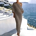 thumbnail image 6 of Dvprdro Womens Summer Party Maxi Dress Off Shoulder 3/4 Sleeve Bodycon Solid Ruched, 6 of 9
