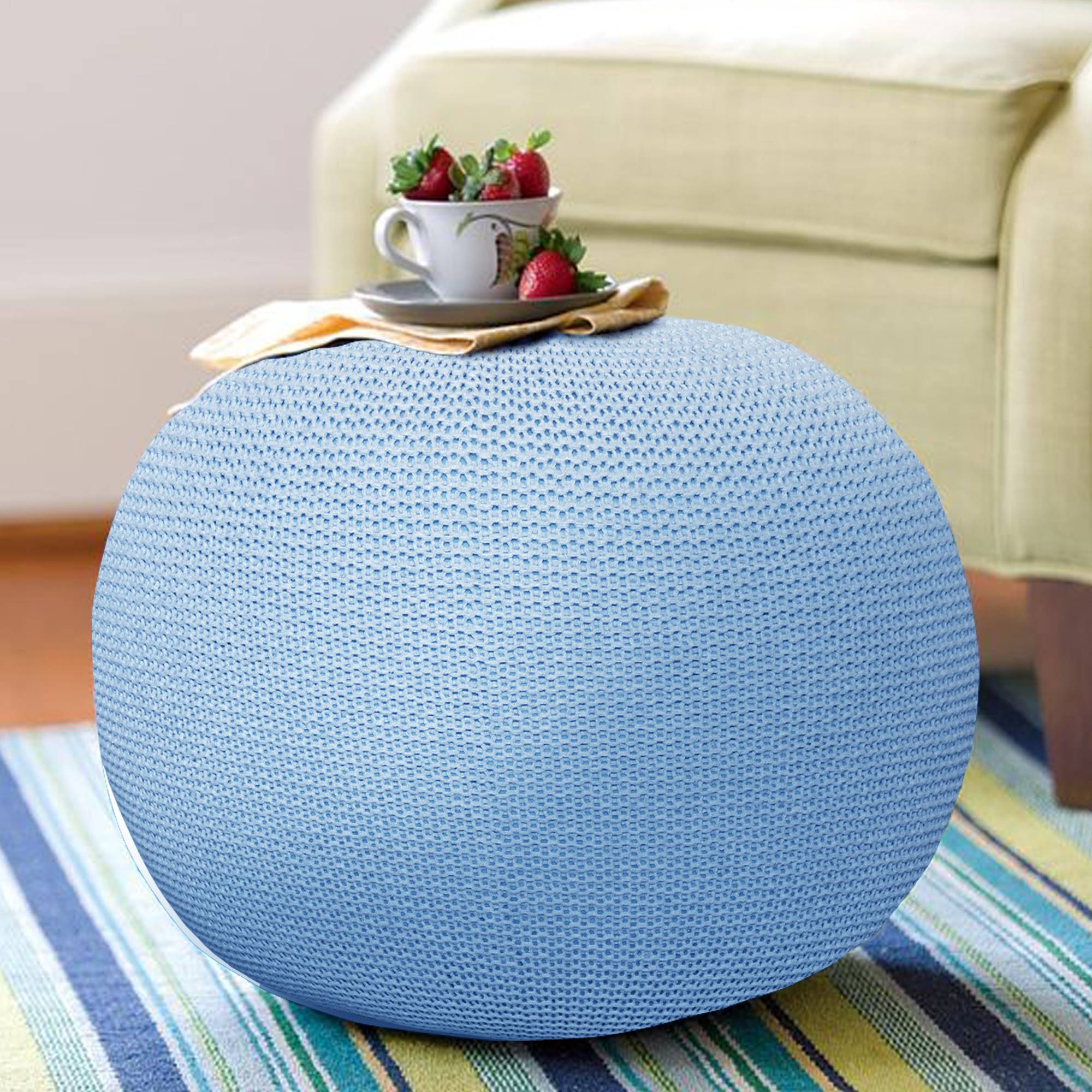 Aqua Blue Pouf, Ottoman Poufs for Living Room, Floor Pouf, Pouffe Ottoman, Puf, Poof for Bedroom