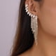 thumbnail image 4 of Pendientes de moda exagerados europeos y americanos con borlas de diamantes de imitación y cadena de garra geométrica, pendientes de clip de oreja de nicho de lujo ligero, 4 of 5