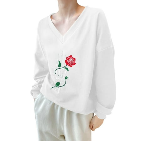 

KI-8jcuD Women Skeleton Witch Print Pullover V Neck Thin Sweatshirt Long Sleeve Tops Shirt Tunic Fitted Pullover Sweater Women Band Tees Women Vintage Light Lingerie Set Cow Print Pullover Distressed