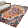 thumbnail image 2 of Blue Pink Runner Rug 2.7x5 FT, Non Slip Entryway Carpet, Boho Middle Century Geometric Abstract Washable Soft Floor Carpet Entrance Mat Non-Shedding Throw Rug for Hallway Laundry Room Bedside, 2 of 9
