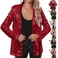 thumbnail image 5 of Women Shinny Sequins Blazer Casual Party Jacket Coat Fall Rave Outerwear Blazer, 5 of 11
