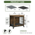 thumbnail image 3 of Uforic 27" Dog Crate Furniture with Cushion & Tray, Wooden Indoor Dog Kennel End Table for Small Dogs, Rustic Brown, 3 of 9
