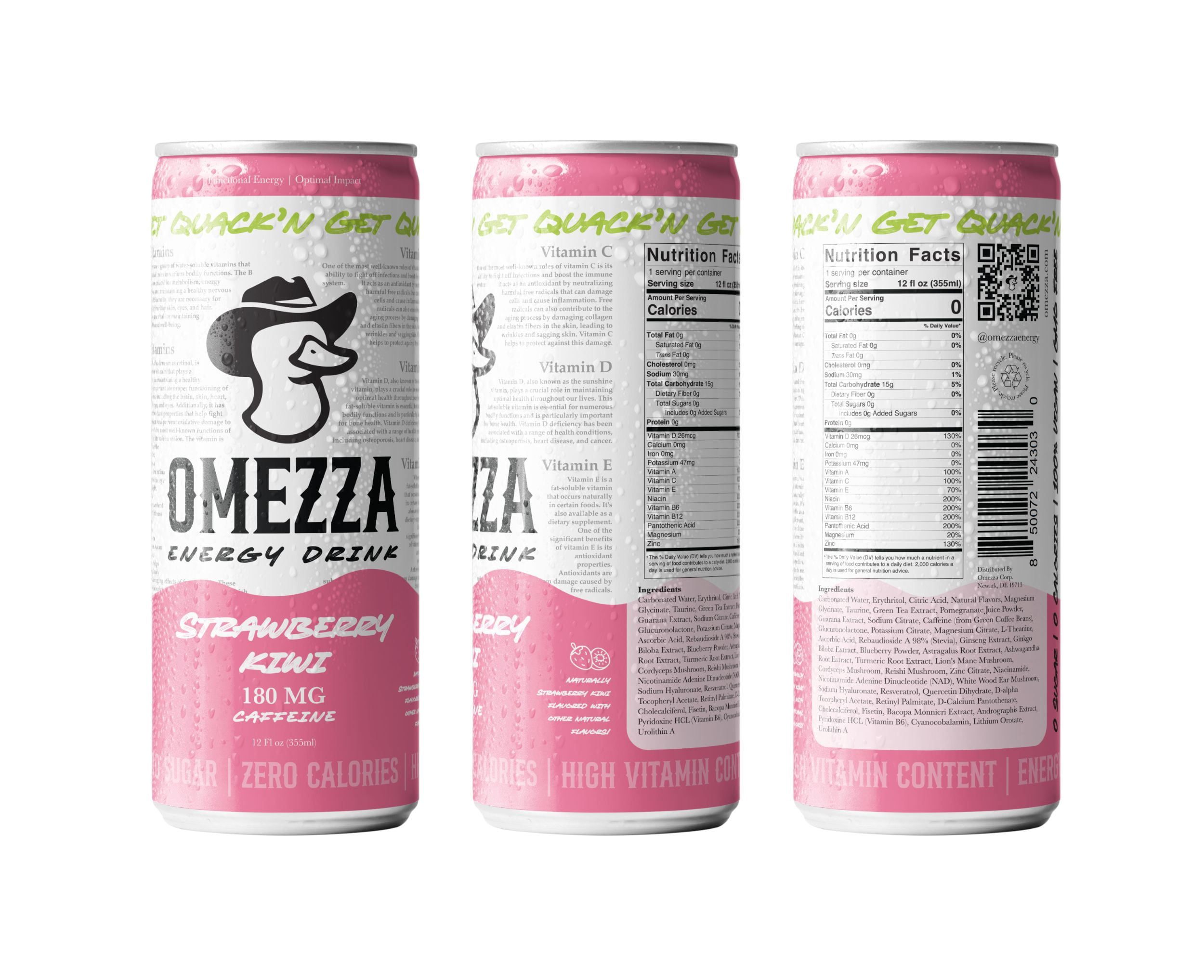 Omezza Energy Drink Strawberry Kiwi 12ct