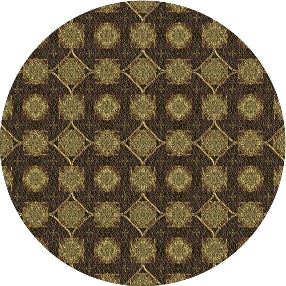 Ahgly Company Indoor Round Patterned Light Brown Area Rugs, 6' Round