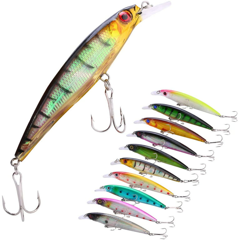 Sougayilang Minnow Fishing Lures Crankbaits Combo Hard Swimbaits Boat  Topwater Lures for Trout Bass Perch Fishing 