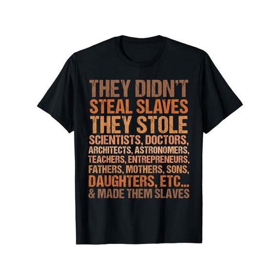 They didn't steal the slave black history month melanin african t-shirt, suitable for all men and women outdoor short sleeve t-shirt, 100 percent cotton, X-4XL, colorfast print, creative graphic