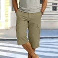 thumbnail image 2 of Men's Casual Cargo Capris Summer Lightweight Relaxed Fits Cropped Pants Elastic Waist Hiking Pants, 2 of 9