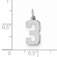 thumbnail image 2 of Sterling Silver Rhodium-plated Small Polished Number 3 Charm QSS03 (20mm x 4mm), 2 of 2