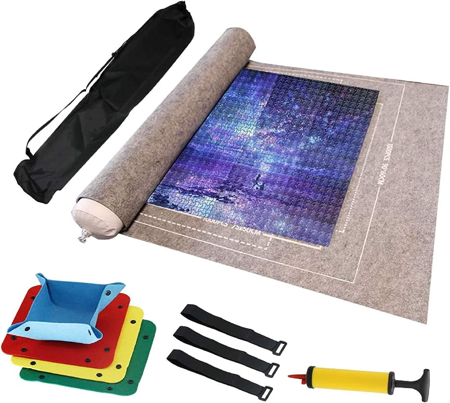 MoveCatcher Jigsaw Puzzle Mat Roll Up, Puzzle Mat 46” x 26” Portable Up