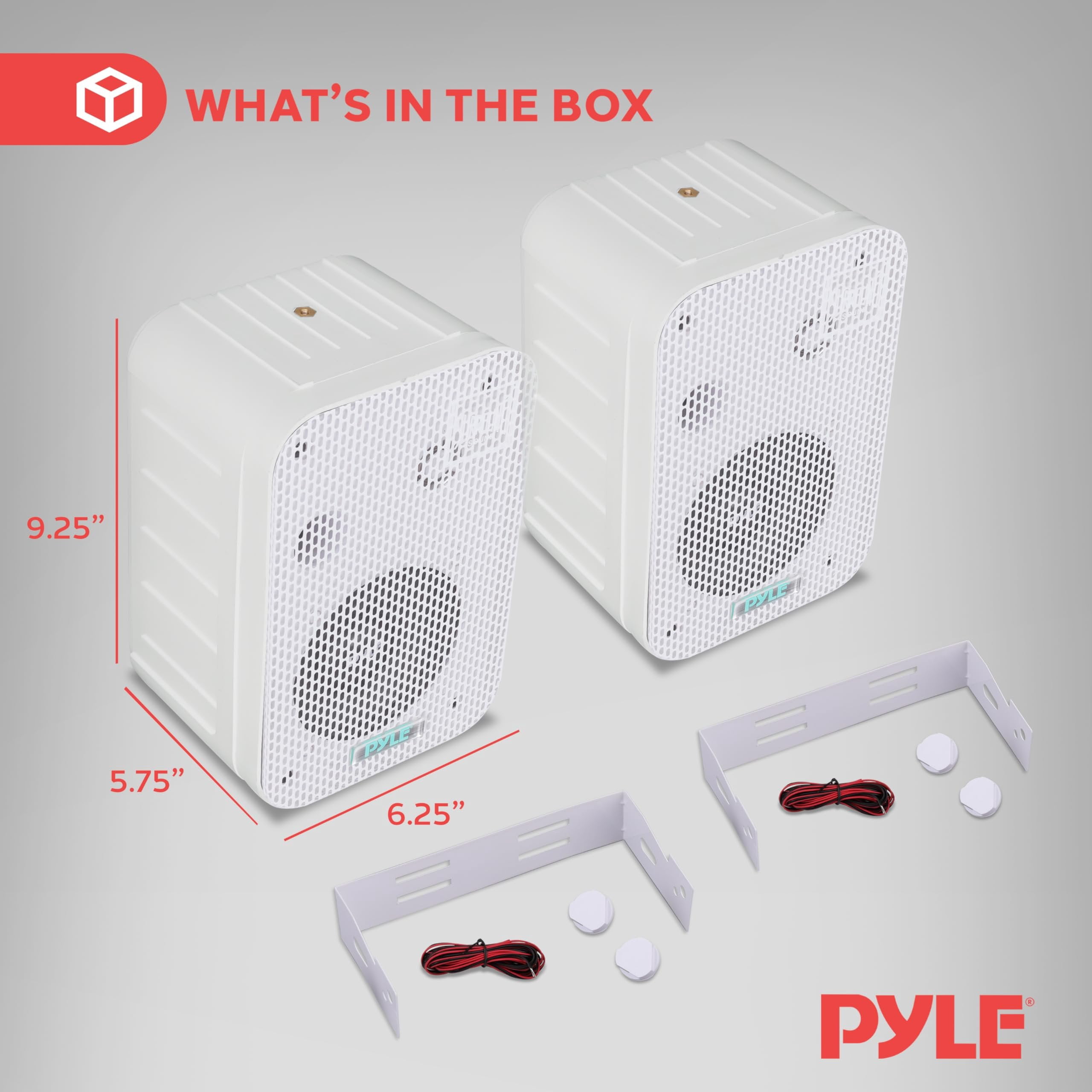 Pyle - Indoor / Outdoor Waterproof Speaker System - 5.25 Inch Pair of Weatherproof Wall/Ceiling Mounted Speakers with Heavy Duty Mesh Covers, 200 Watts RMS, Universal Mount - PDWR40W White