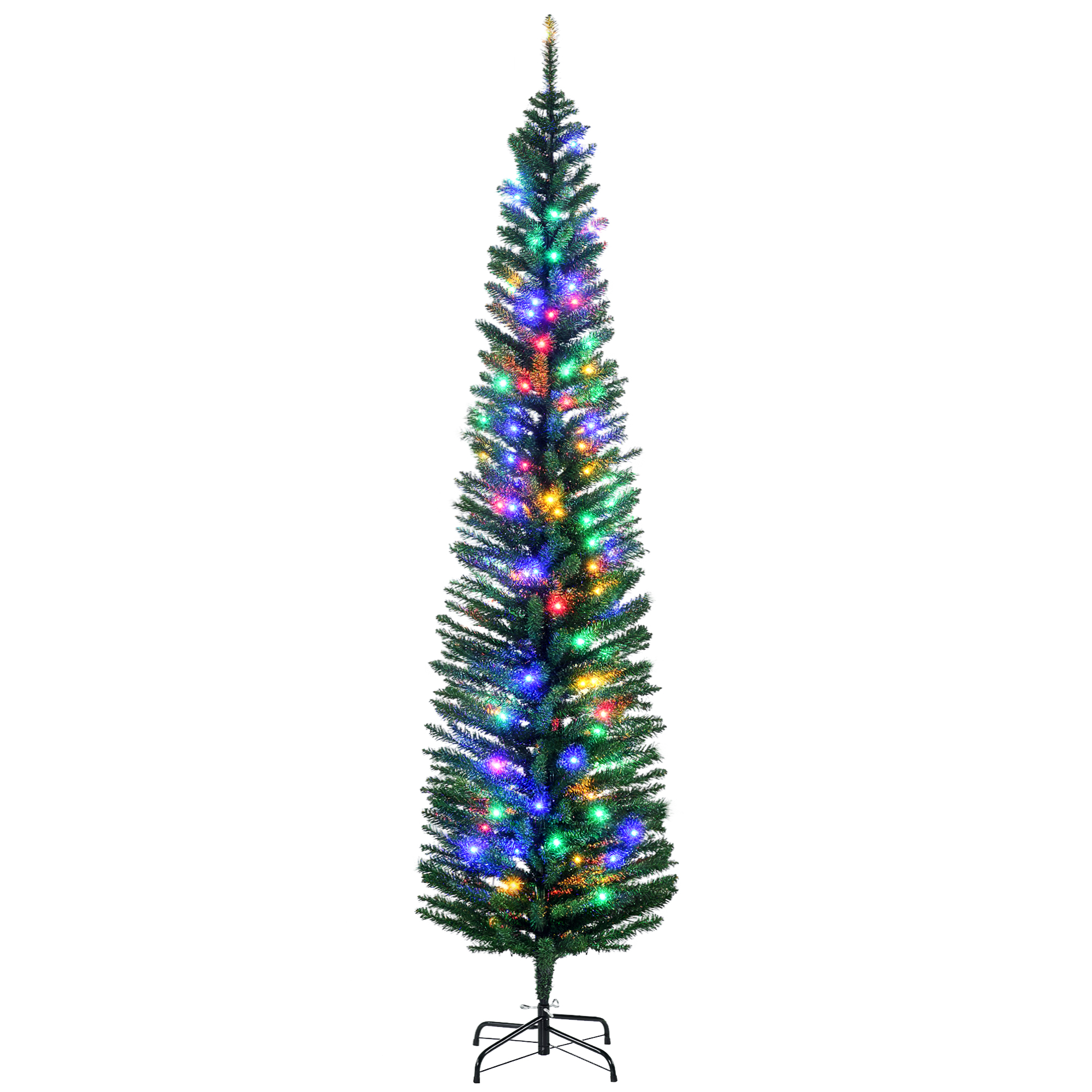 Astoutdoor 7 ft Prelit Christmas Tree with Multi-Colored LED Lights, Green PVC and Steel, Indoor Use