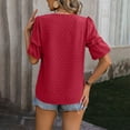 thumbnail image 6 of Diufon Womens Puff Sleeve Summer Tunics Chiffon Half Sleeve Polka Dot Tops V Neck Solid Color Blouses, 6 of 6