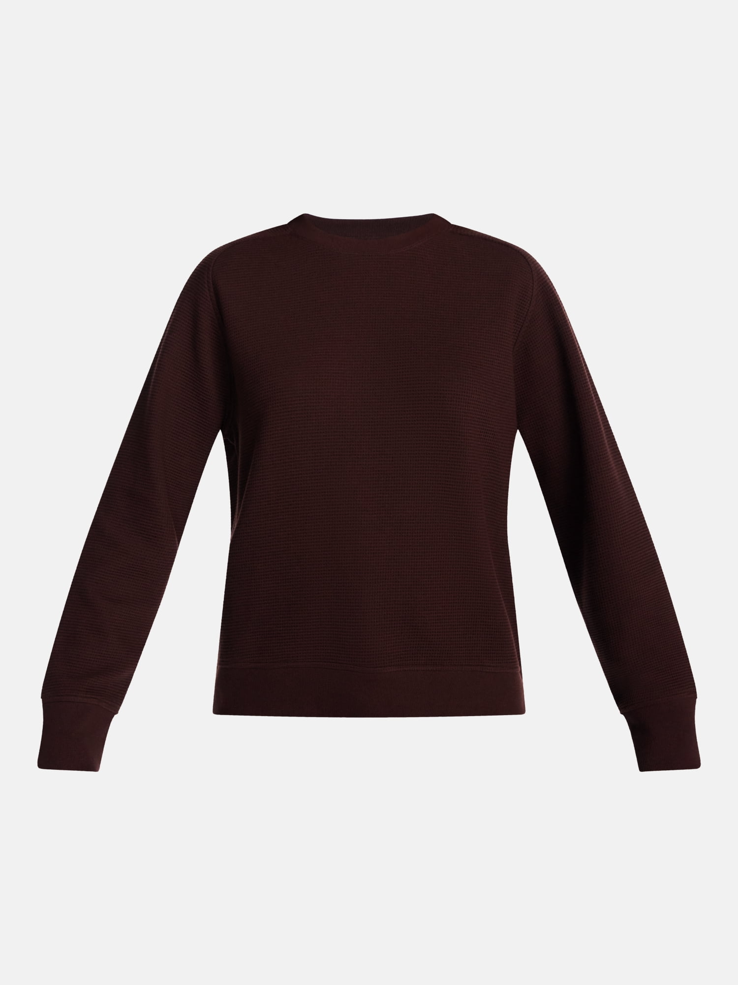 Scenario Women's Waffle Knit Crewneck Tee with Long Sleeves, Sizes XS-XXXL