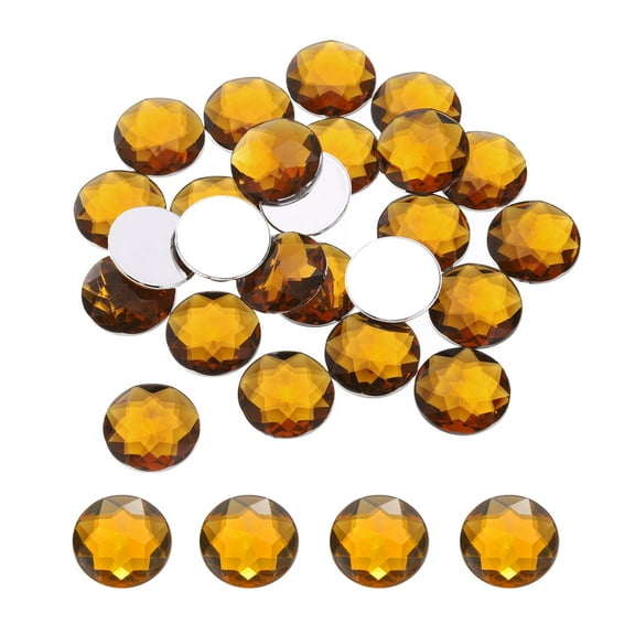Flat Back Round Acrylic Rhinestones,25mm Brown Flatback Crystal Rhinestones for Crafts Decoration 25Pcs