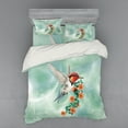 thumbnail image 2 of Ambesonne Animal Bedding Set 3 Pcs, Bird with Flower Branch, Twin, Orange Green, 2 of 3