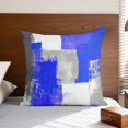 thumbnail image 4 of Navy Blue Grey Oil Painting Pillow Covers 18x18 Inch, Abstract Modern Geometric Linen Pillowcase with Invisible Zipper, Decorative Throw Pillow Covers Cushion Case for Couch Sofa Bed Living Room, 4 of 9
