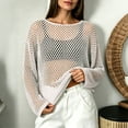 thumbnail image 2 of WULMLEO Crochet Tops for Women Summer Beach Swim Cover Ups Knit Beach Cover Up Short Sleeve Hollow Out Shirts White L, 2 of 5