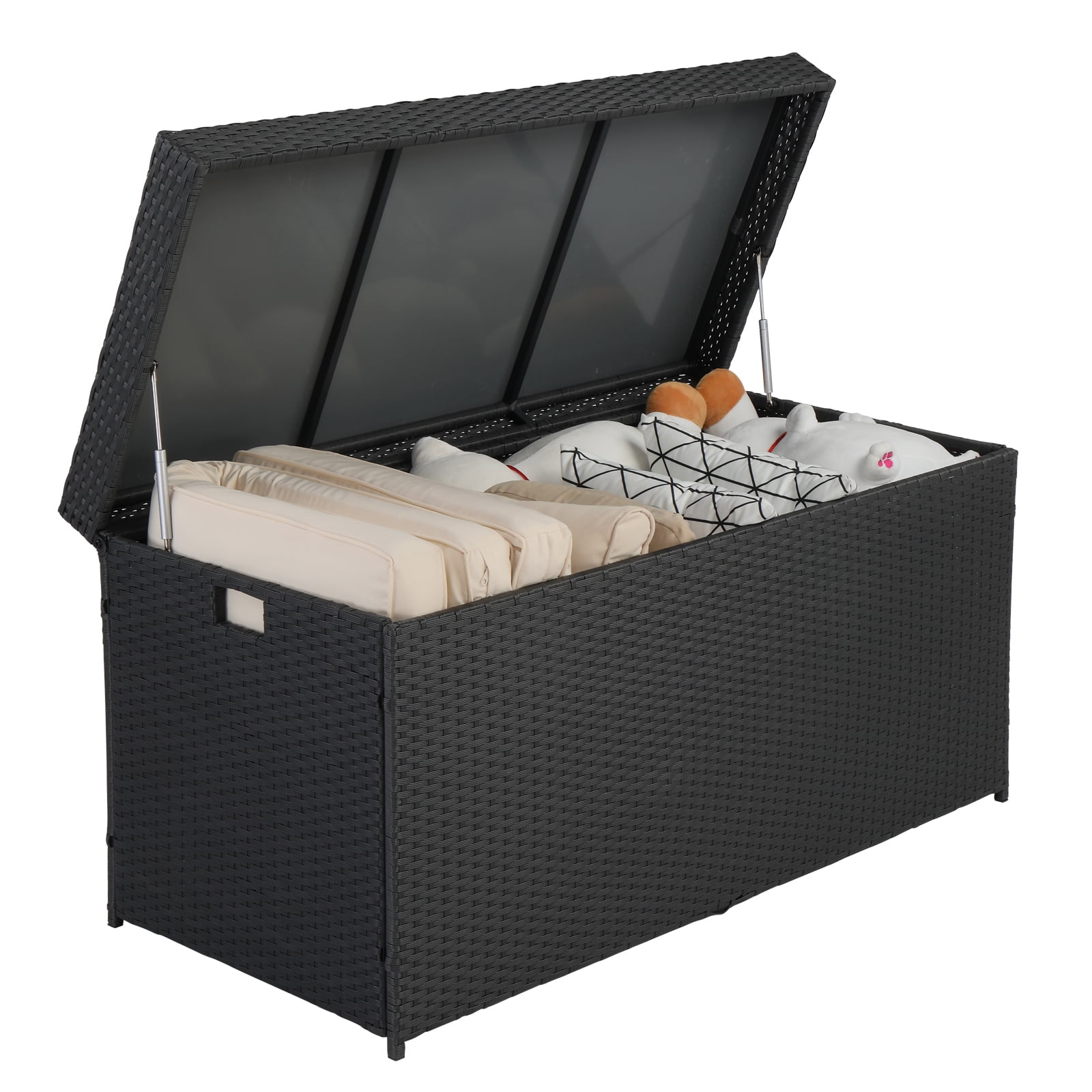 VINGLI Extra Large 132 Gallon Outdoor Rattan Storage Box, Patio Wicker