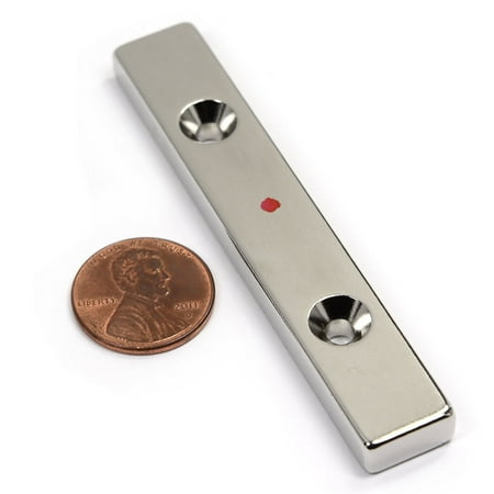 CMS Magnetics® 31lbs 3"x1/2"x1/4" Neodymium Bar Magnet With 2 #6 Countersunk holes on North Pole