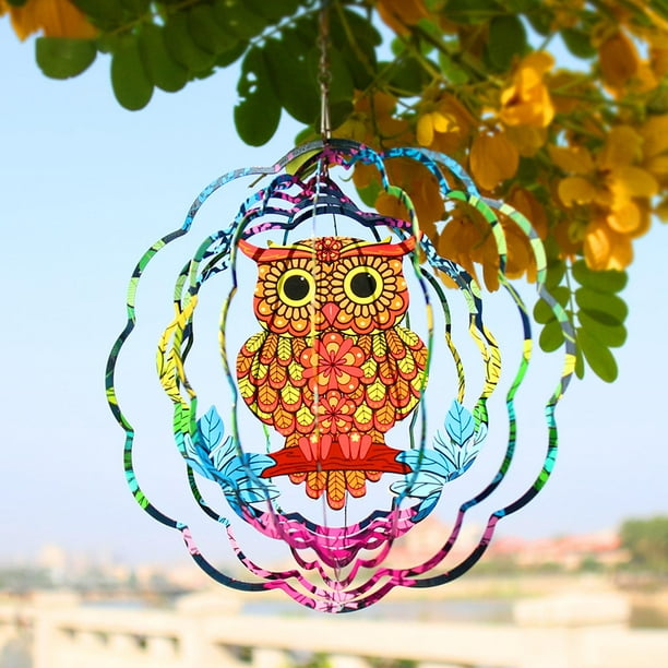 3D Hanging Wind Chime Yard Garden RGB Wind Spinners Stainless
