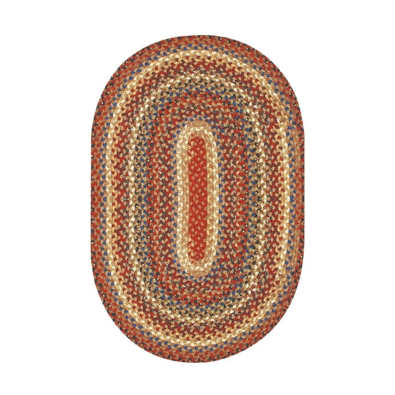 Homespice Biscotti Reversible Brown Cotton Rug 4' x 6' Oval Braided Area Rug