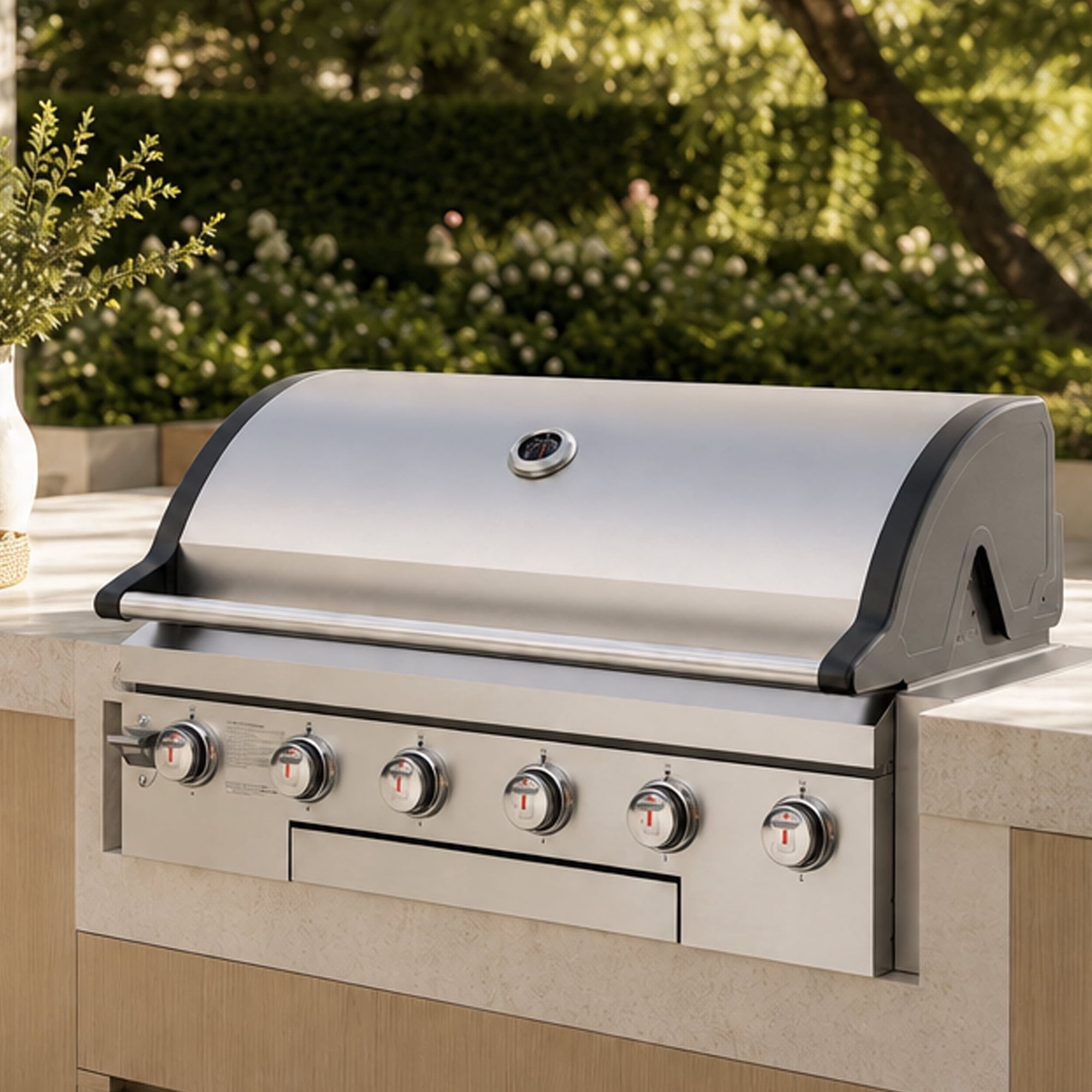 6-Burner Built-In Gas Grill, 60,000 BTU Outdoor Kitchen Grill with 859.8 Sq.in Cooking Area, LPG/NG, Perfect for Backyard BBQs