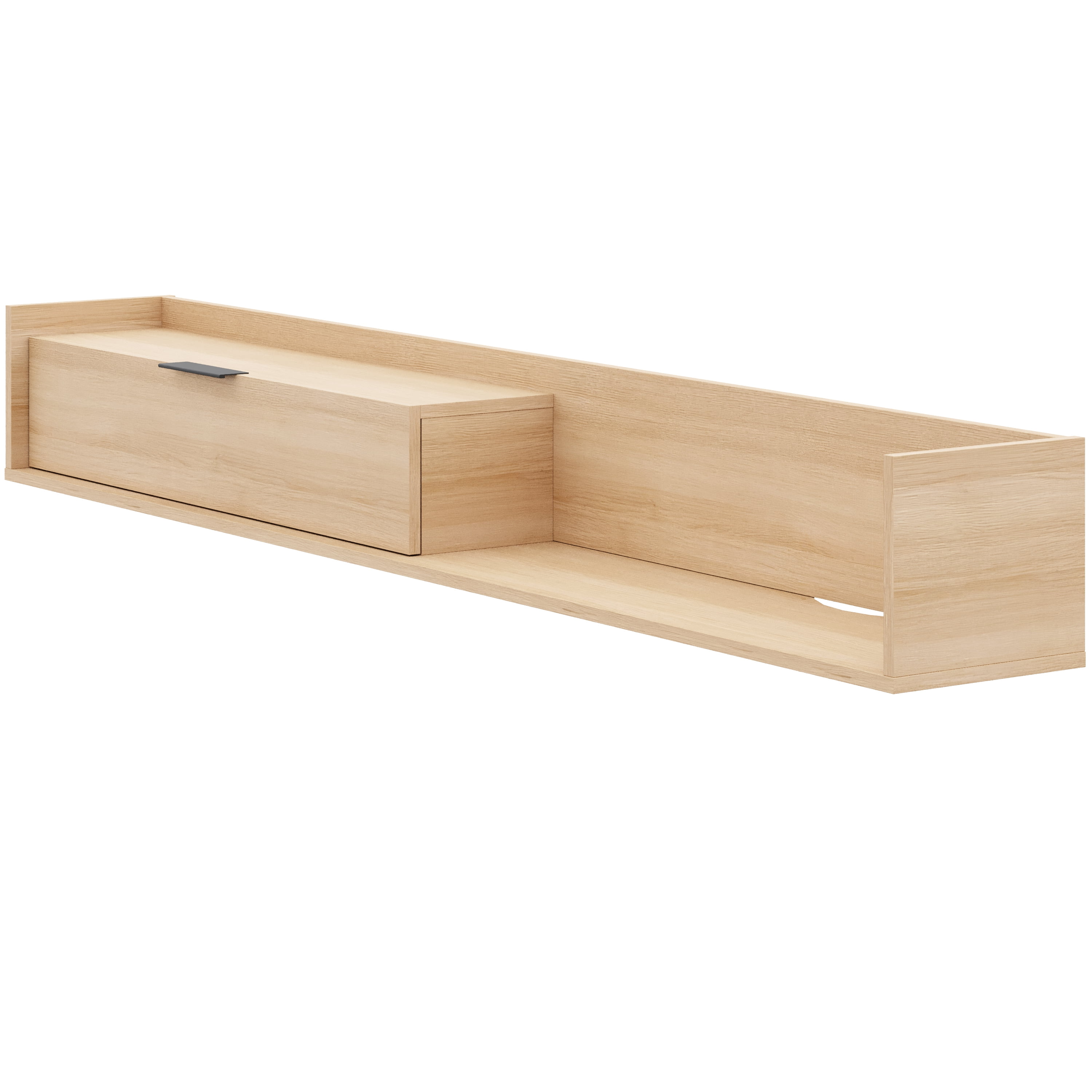 Meuble TV mural Nexera Slim 72 po avec armoire de rangement, chêne blond naturel