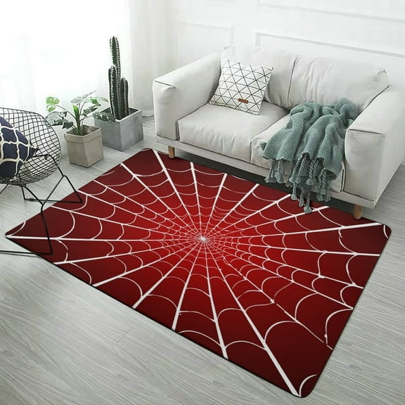 Red Spider Web Black Cartoon Carpet Style Living Room Bedroom Soft Comfy Rug Modern 3d Entry Mats Household