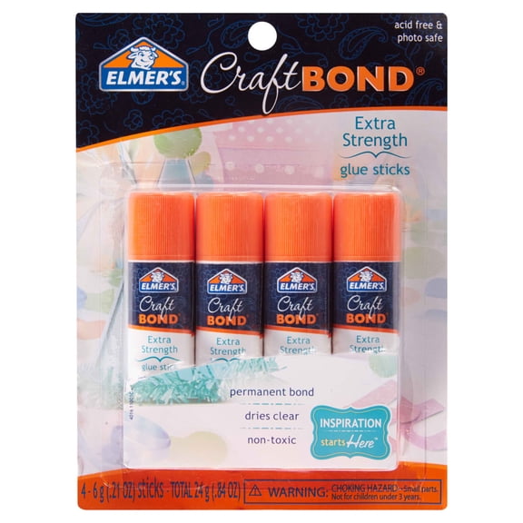 Elmer's Craft Bond Extra Strength Glue Stick, 0.21 oz, 4 Count