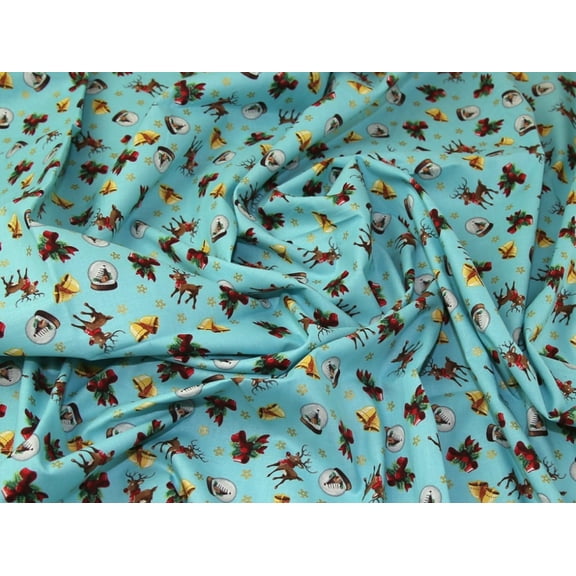 Minerva 100% Cotton Fabric Aqua - per yard