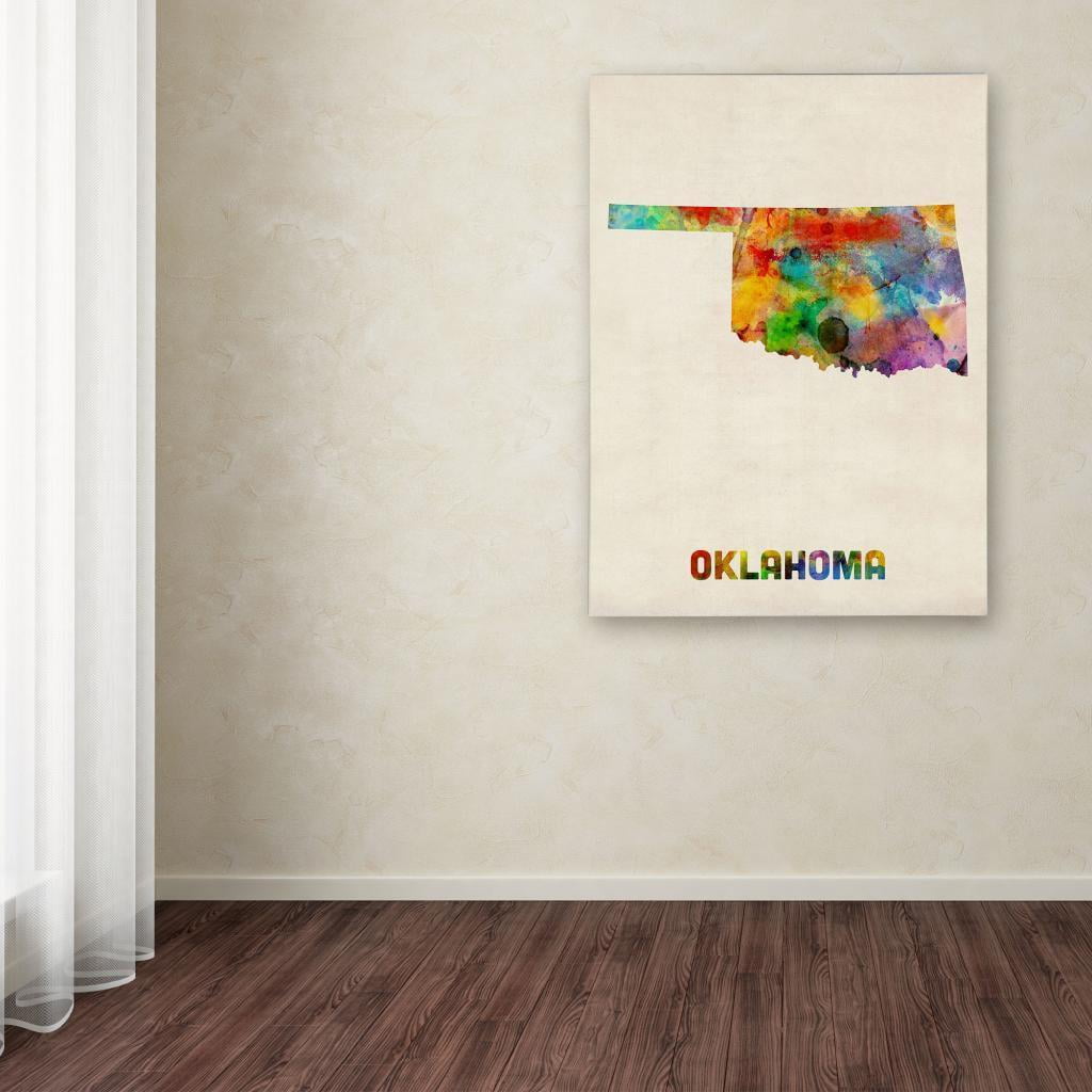 Trademark Fine Art "Oklahoma Map" Canvas Wall Art by Michael Tompsett