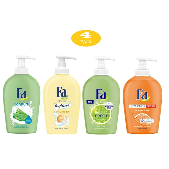 Fa Liquid Soap Assorted, Orange, Lime, Aloe Vera & Vanila 8.5oz - Pack of 4