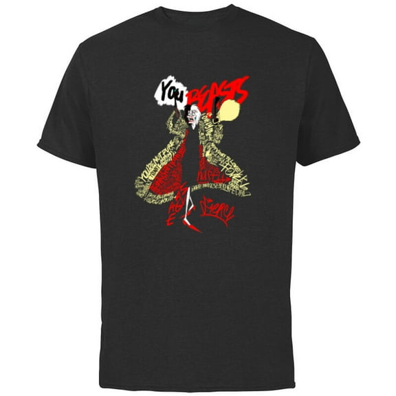Disney Villains Cruella De Vil You Beasts - Short Sleeve Cotton T-Shirt for Adults - Customized-Black