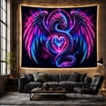 thumbnail image 6 of Glowing Dragon Heart Formed from Neon Wings on Black Background, Mystical Fantasy for Fantasy Decor Lovers, Magical Wall Art Decor, Halloween Gift, Tapestry Wall Hanging for Bedroom and Dorm, 6 of 7