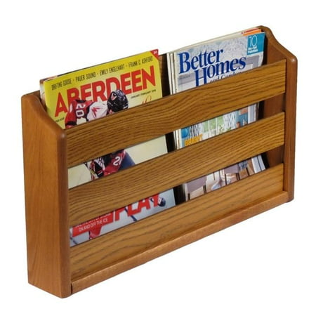 Wooden Mallet MRS2MO 2 Pocket Wall Mounted Magazine Rack - Medium Oak