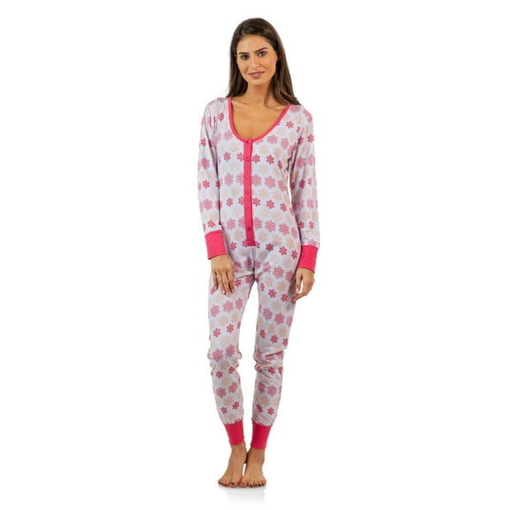 BHPJ By Bedhead Pajamas Women's Soft Knit Button Front One Piece Pajama Jumpsuit