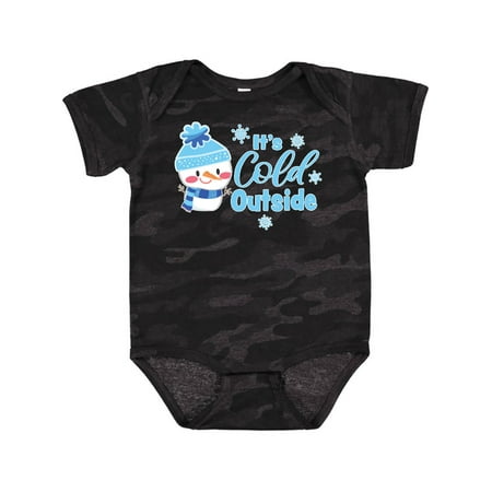 

Inktastic It s Cold Outside with Cute Snowman and Snowflakes Gift Baby Boy or Baby Girl Bodysuit