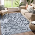 thumbnail image 2 of FairOnly Grey Bohemian Geometric Low Pile 5'x7'Area Rug for Living Room Non Slip Stain Resistant Floor Cover for Bedroom Dining Room, 2 of 7