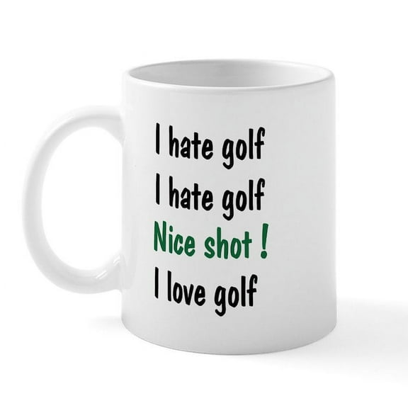 CafePress - I Hate/Love Golf Mug - 11 oz Ceramic Mug - Novelty Coffee Tea Cup