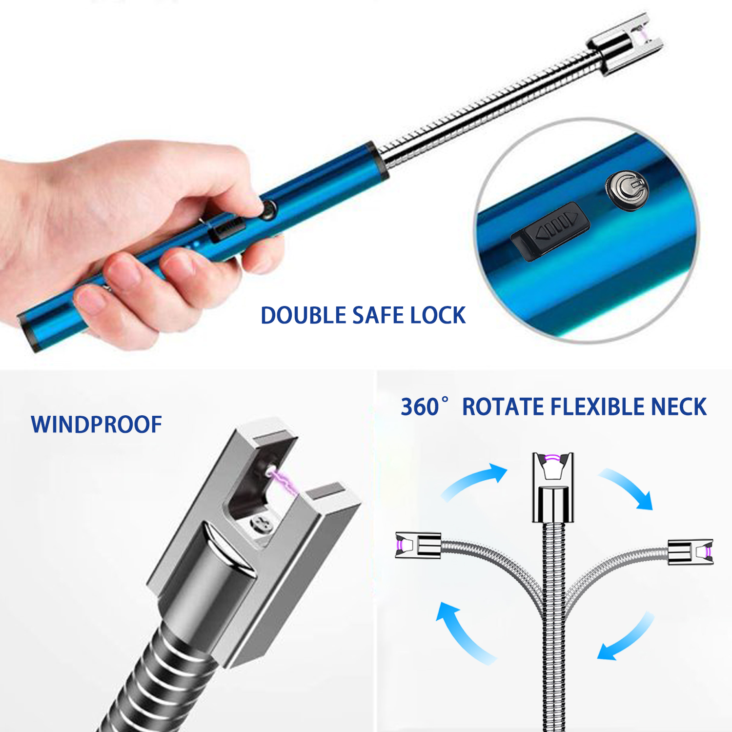 Electric Candle Lighter - Easy & Safe Long Lighter for Candles - 360 Electric Arc Lighter - USB Lighters Rechargeable Electric Lighter - Flameless Lighters Rechargeable - Stove & Candle Lighters