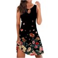 thumbnail image 2 of DailyTrove Women's Floral Print Fit & Flare Dress, Sleeveless, Casual Garden & Brunch Wear, Lightweight Rayon Blend, Ruffled Hem, 2 of 4