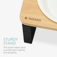 thumbnail image 3 of Navaris Dog Bowls with Stand - Double Stoneware Food Bowl with Elevated Holder Made of Bamboo and Metal - Set for Cats and Dogs - 11 oz (330 ml) Capacity, 3 of 7