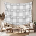 thumbnail image 2 of Grey Buffalo Striped Tapestry for Bedroom Wall Hanging Tapestry, Love Heart Checkered Ceiling Backdrop Tapestries Poster Blanket Wall Decor for Teens Room Living Room Dorm 39" x 59", 2 of 8